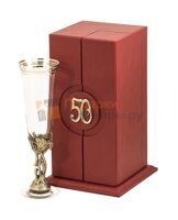 Бокал "50 лет" для шампанского Богемия в кожаном футляре